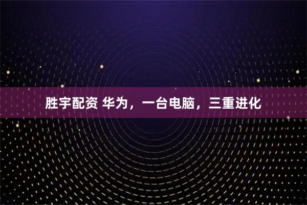 胜宇配资 华为,一台电脑,三重进化